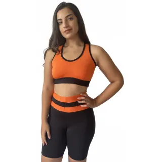 Conjunto Top e Short Fitness Feminino para Academia - PRETO/VERDE LIMA