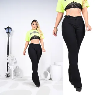 Cintura Alta Preta Jeans Flare - Calça Empina Bumbum - 40