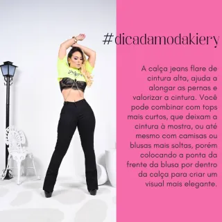 Cintura Alta Preta Jeans Flare - Calça Empina Bumbum - 40