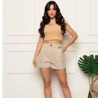 Short Feminino Social com Botões: estilo e elegância em uma peça - Verde bandeira -95