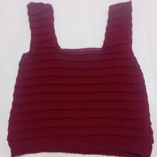 Blusa feminina regata tricot Nervura cropped - Cropped Vervura Azul