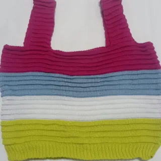 Blusa feminina regata tricot Nervura cropped - Cropped Vervura Azul