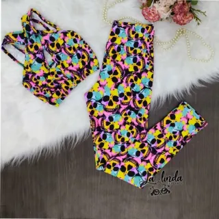 Calça + Top Fitness SUPLEX Conjunto 3em1 - ESTAMPADO *02