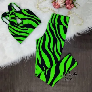 Calça + Top Fitness SUPLEX Conjunto 3em1 - ESTAMPADO *02