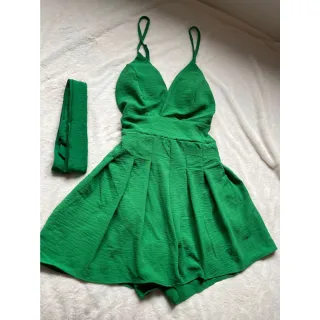 Lançamento feminino: Macaquinho luxo decote em V / verão - Laranja