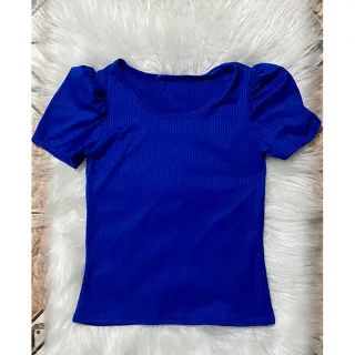 Blusa Princesa Feminina Manga Curta Canelada - Cinza