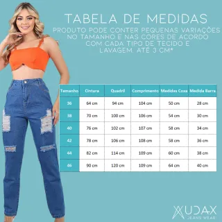 Cós Alto Sem Lycra Calças Jeans MOM 100% Algodão Levanta Bumbum - Kit com 2 - KIT F