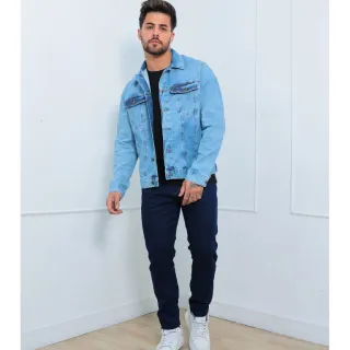 Linha Premium Jaqueta Jeans Masculina Clara - Azul Claro