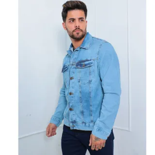 Linha Premium Jaqueta Jeans Masculina Clara - Azul Claro
