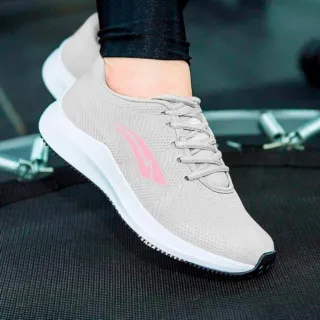 Promoção Tênis Feminino Casual e Esportivo: Super Lindo, Leve e Confortável - CINZA/ROSA-PLAST
