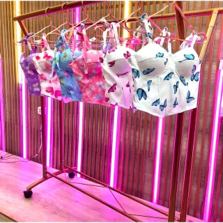 Corset com bojo floral onça amarrar no ombro, colorido e candy colors - 5-bolinha candy