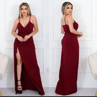 Fenda Abertura Vestido Longo Envelope - Eventos, Festas, Casamentos - Preto