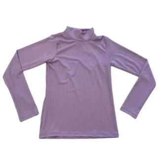 Malha Canelada Blusa Manga Longa Gola Alta Inverno Feminina (Inovastilo) - Azul Marinho