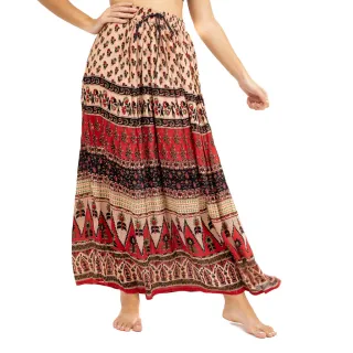 Tamanho Único Saia Indiana Longa Maia 3 Cores - Vermelho