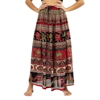 Tamanho Único Saia Indiana Longa Maia 3 Cores - Vermelho