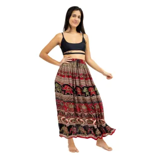 Tamanho Único Saia Indiana Longa Maia 3 Cores - Vermelho