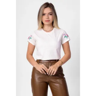 Kit 2 Tshirt Bordadas Manga Algodão Fio 30 - PRETA/OFF