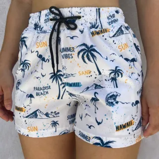 Saída de Banho Estampada Tactel Feminina - Moda Praia com Elastano - PRETO FLAMINGO