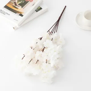 Pacotes de flores artificiais decorativas de cerejeira - Mais favorável comprar - Curto Creme