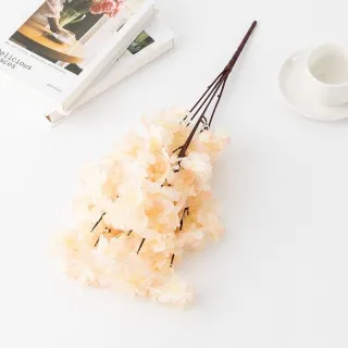 Pacotes de flores artificiais decorativas de cerejeira - Mais favorável comprar - Curto Creme