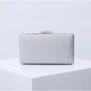 Bolsa Feminina de Festa com Glitter, Ombro e Corrente - Preto