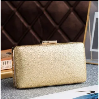 Bolsa Feminina de Festa com Glitter, Ombro e Corrente - Preto