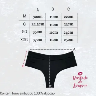 Tanga Calcinha Fio Duplo Cós Alto Embutida LUANA REF:42 - Kit 4 - Cores Variadas(Sem Repetir)