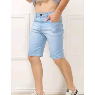 Promoção Bermuda Jeans Masculina Rasgada Lisa - Enviamos hoje - Jeans Liso Claro