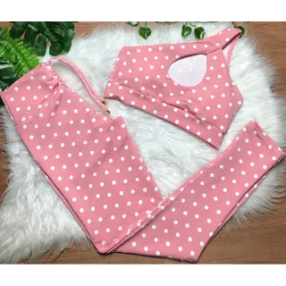 Top com bojo + Conjunto calça legging com cordinha - Uva alcinha
