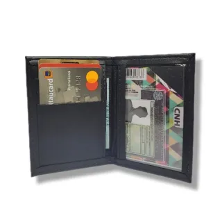 Porta Cartões de Couro Slim Masculino e Feminino - Café Tamanho CNH