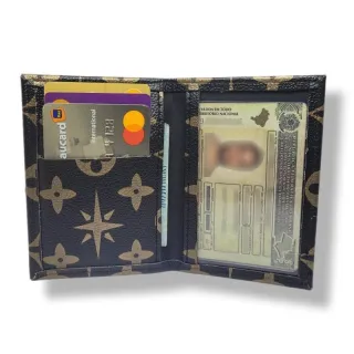 Porta Cartões de Couro Slim Masculino e Feminino - Café Tamanho CNH