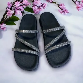 Confortável Sandália Feminina Papete Rasteirinha Birken - Preto
