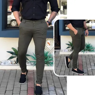 Calça Masculina de Alfaiataria SPORT FINO com Bolso Embutido e Lycra - ALFAIATARIA-PRETA