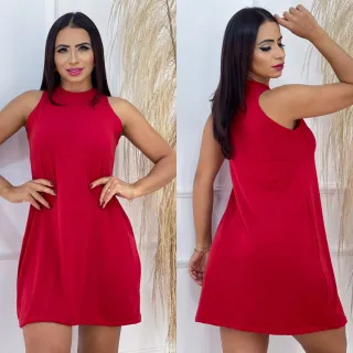 Personagens estampados em vestido regata - Vermelho liso
