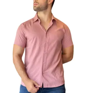 Manga curta masculina em viscolinho slim premium - Raryel - TAMANHO M