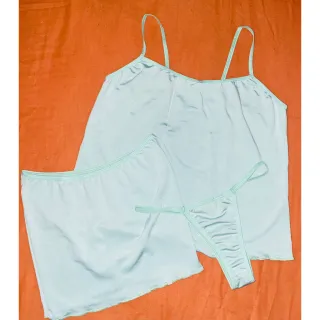 Pijama Feminino Confortável Short Doll Três Peças - gelo