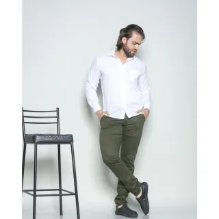 Calça Skinny Masculina Social Esporte Fino - Cinza Claro