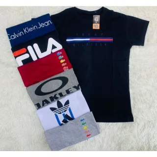 Camisa Masculina 100% Algodão - Kit com 03 Camisetas (Estampas Variadas) - ESCURA