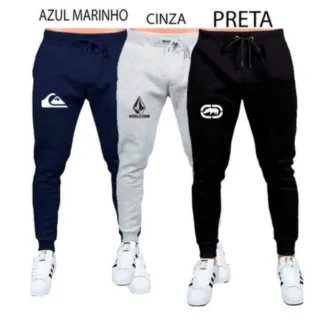 Treino Moletom Masculina, Kit 3 Calças Lisa Sport Academia - M