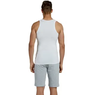 Regata de Algodão Canelada Masculina Americano Fechado - Preto