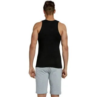 Regata de Algodão Canelada Masculina Americano Fechado - Preto