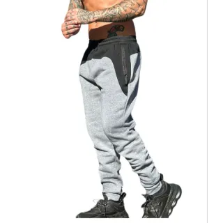 CÇFLAN - Calça moletom forrada com zíper no bolso - PRETO E CINZA