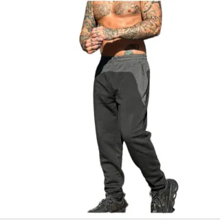 CÇFLAN - Calça moletom forrada com zíper no bolso - PRETO E CINZA