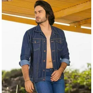 Pronta entrega: Jaqueta jeans masculina de alta qualidade - Jaqueta verde militar.