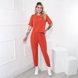 Cropped Lisa Manga - Conjunto Duna Jogger e Calça - Vermelho