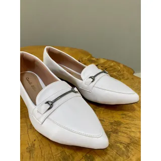 Confortável Sapatilha Feminina Branco Mocassim Bico Fino Casual - Napa Branca
