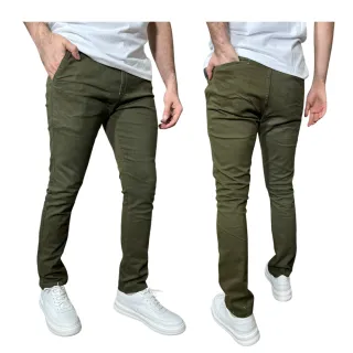 Cores Múltiplas Premium Sarja Masculina Sport Fino Calça - Areia