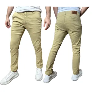 Cores Múltiplas Premium Sarja Masculina Sport Fino Calça - Areia