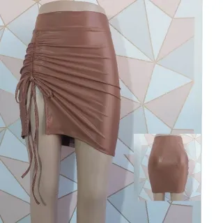 Drapeada Fenda Saia de Uma - G 42/44 CASTANHA