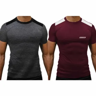Camiseta Musculação Masculina Dry Fit - Kit 2 Camisas Treino Academia - Cinza + Vinho C/Branco